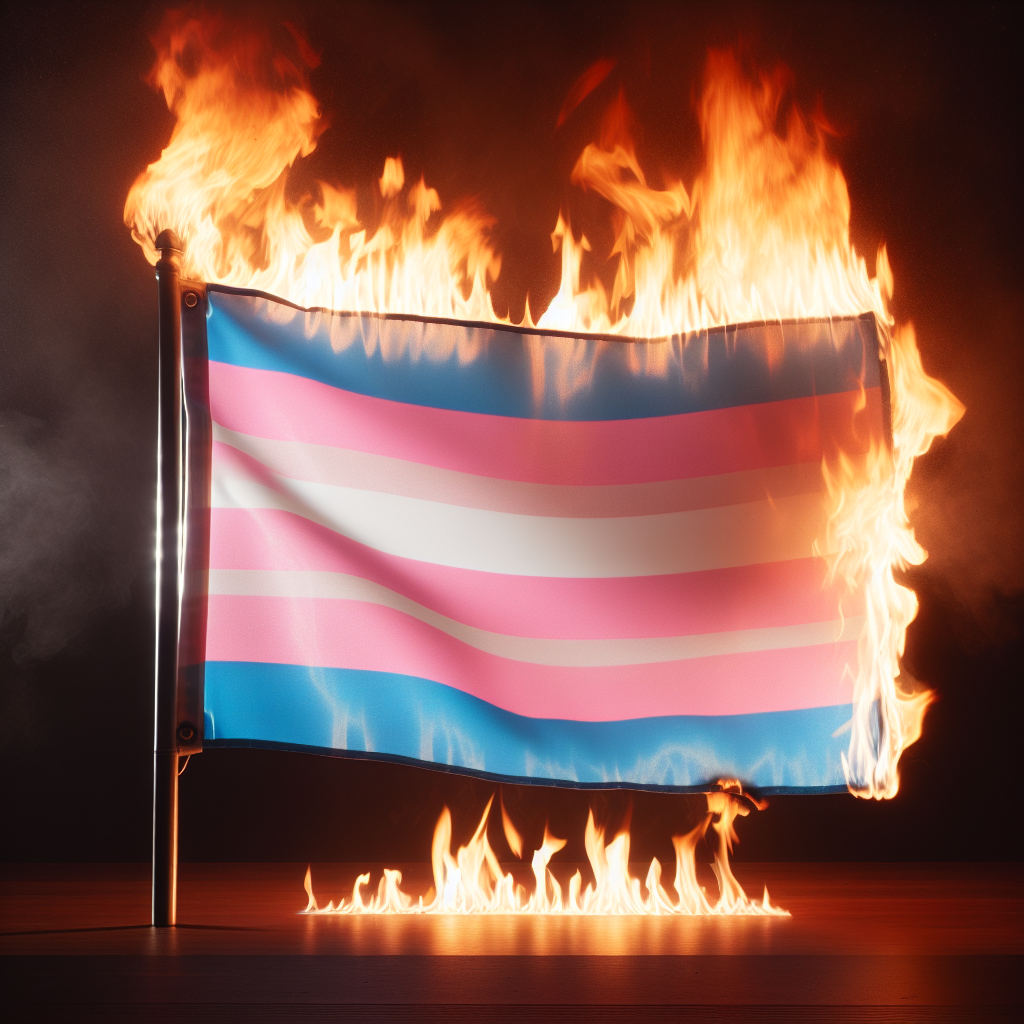 High Quality transgender flag on fire Blank Meme Template