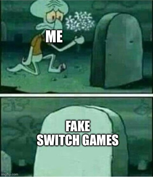 It’s a shell of its former self | ME; FAKE SWITCH GAMES | image tagged in rip to somebody | made w/ Imgflip meme maker