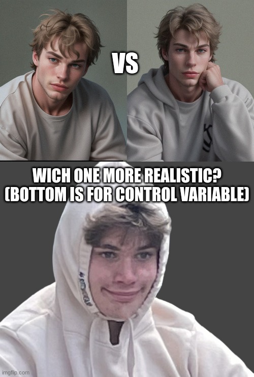 withc oen? | VS; WICH ONE MORE REALISTIC? (BOTTOM IS FOR CONTROL VARIABLE) | image tagged in riplos - but ai generated | made w/ Imgflip meme maker