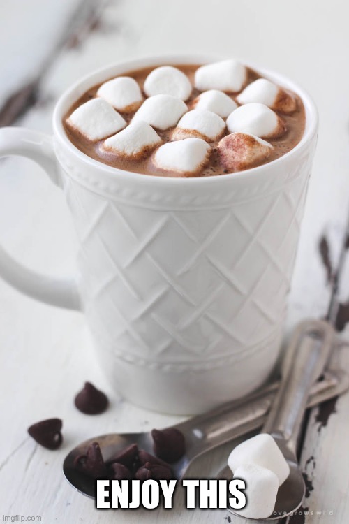 Here enjoy this :) | ENJOY THIS | image tagged in hot chocolate | made w/ Imgflip meme maker
