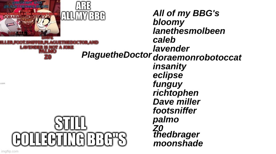 BBG's | STILL COLLECTING BBG''S | image tagged in m | made w/ Imgflip meme maker