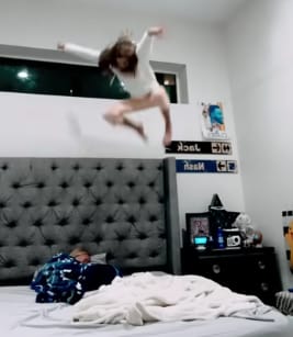 Girl Jumping Onto Sleeping Sibling Blank Meme Template