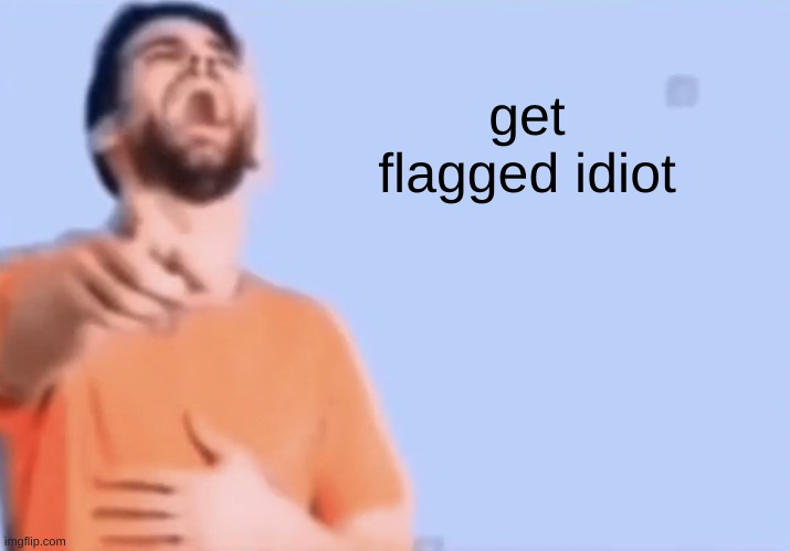 Laughing and pointing | get flagged idiot | image tagged in laughing and pointing | made w/ Imgflip meme maker