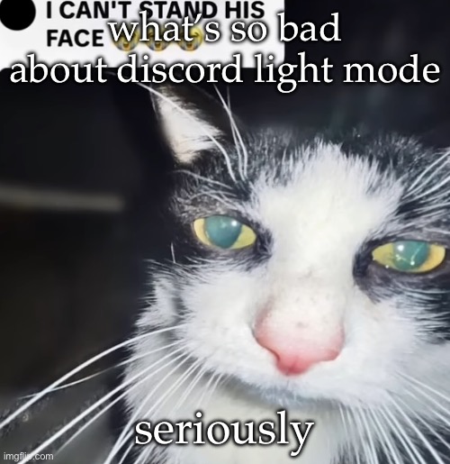 hey bro | what’s so bad about discord light mode; seriously | image tagged in hey bro | made w/ Imgflip meme maker