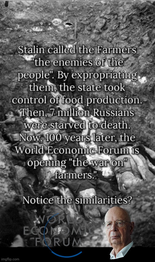 Klaus Schwab's war on farmers | image tagged in new world order | made w/ Imgflip meme maker