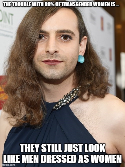 Not Convincing | THE TROUBLE WITH 99% OF TRANSGENDER WOMEN IS ... THEY STILL JUST LOOK LIKE MEN DRESSED AS WOMEN | image tagged in adam's apple | made w/ Imgflip meme maker