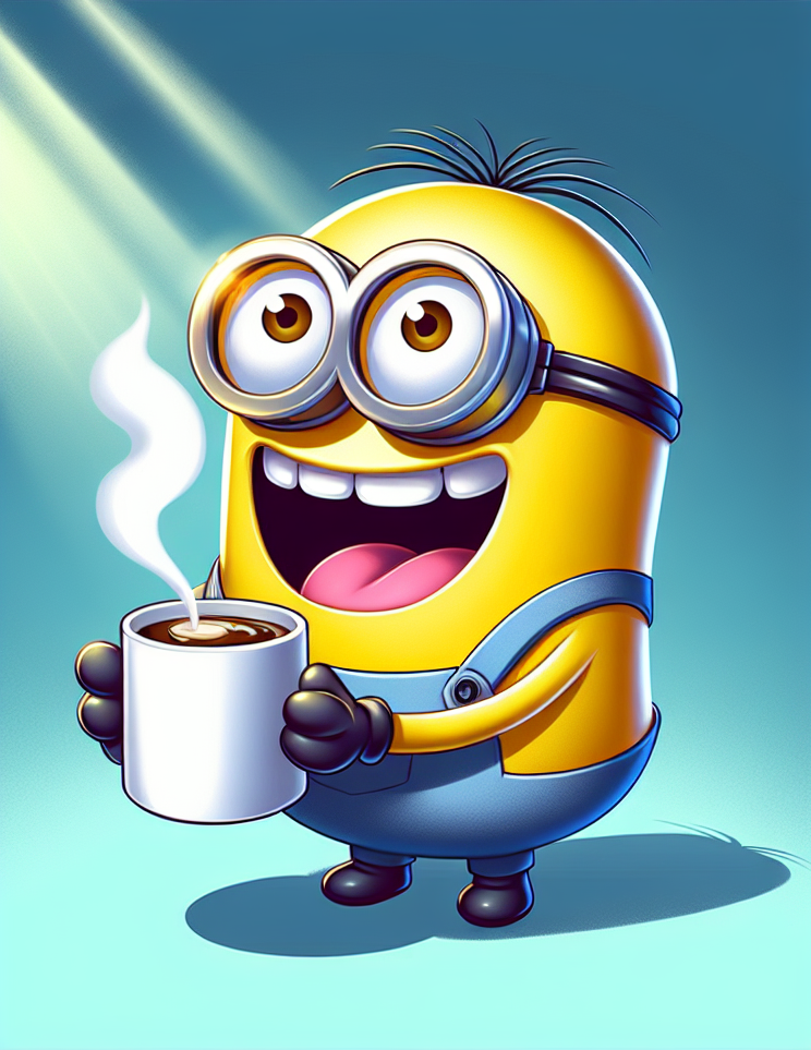 High Quality minion with coffee Blank Meme Template