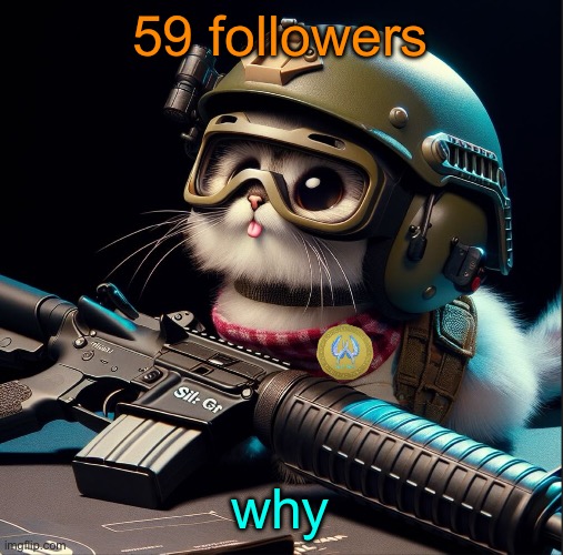 im not even tht good of a shitposter | 59 followers; why | image tagged in ai generated silly critter but better | made w/ Imgflip meme maker