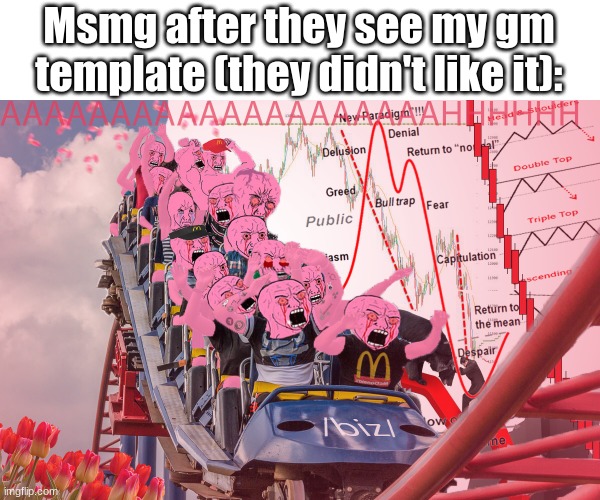 Pink Wojak Roller-coaster | Msmg after they see my gm template (they didn't like it): | image tagged in pink wojak roller-coaster | made w/ Imgflip meme maker