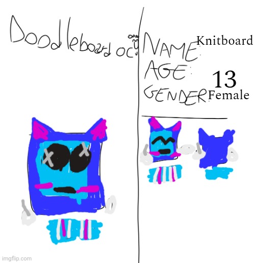 New template | Knitboard; 13; Female | image tagged in doodleboard oc maker,doodleboard | made w/ Imgflip meme maker