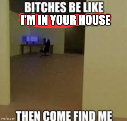 B*ches be like I have your ip adress then come find me | I'M IN YOUR HOUSE | image tagged in b ches be like i have your ip adress then come find me | made w/ Imgflip meme maker
