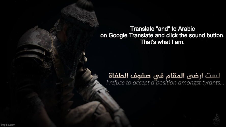 MujahidLuigi announcement template | Translate "and" to Arabic on Google Translate and click the sound button.
That's what I am. | image tagged in mujahidluigi announcement template | made w/ Imgflip meme maker