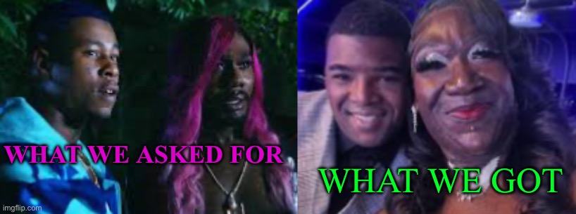 WHAT WE ASKED FOR; WHAT WE GOT | image tagged in p-valley,mrs netta uncle clifford,murda,netta,uncle clifford | made w/ Imgflip meme maker