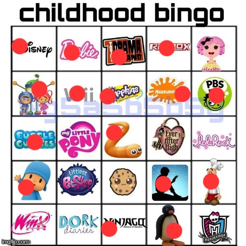Barbie was relevant because all the girls had barbies so I kinda just coexisted with it. Also Total Drama I knew about but I did | image tagged in childhood bingo | made w/ Imgflip meme maker