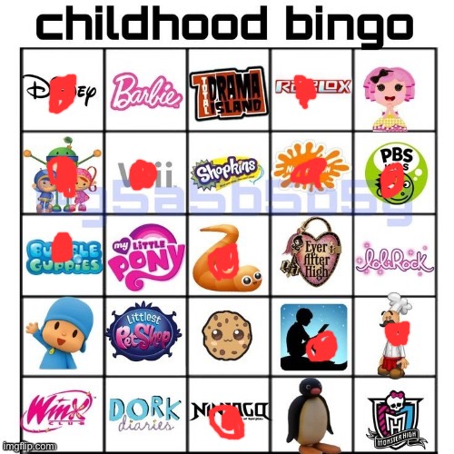 Childhood bingo | image tagged in childhood bingo | made w/ Imgflip meme maker