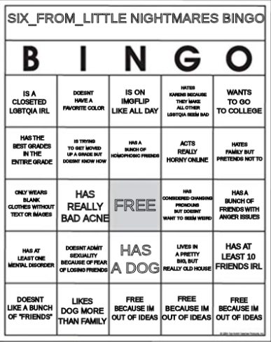 Six_from_Little_Nightmares bingo Blank Meme Template