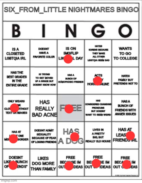 Six_from_Little_Nightmares bingo | image tagged in six_from_little_nightmares bingo | made w/ Imgflip meme maker