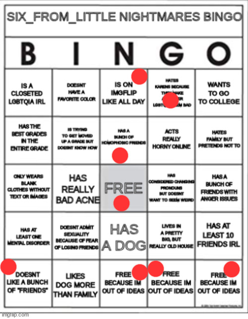 my first bingo | image tagged in six_from_little_nightmares bingo | made w/ Imgflip meme maker