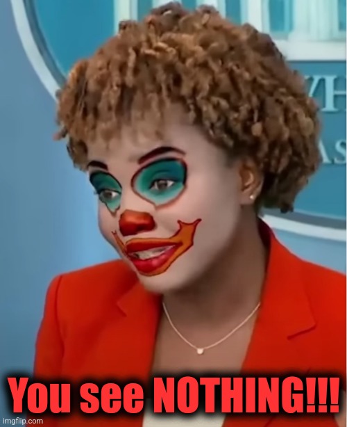 Clown Karine | You see NOTHING!!! | image tagged in clown karine | made w/ Imgflip meme maker