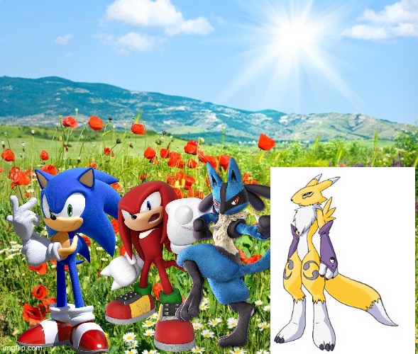 Sonic and Friends enjoying a nature expedition | image tagged in poetic landscape,sonic the hedgehog,pokemon,digimon,crossover | made w/ Imgflip meme maker