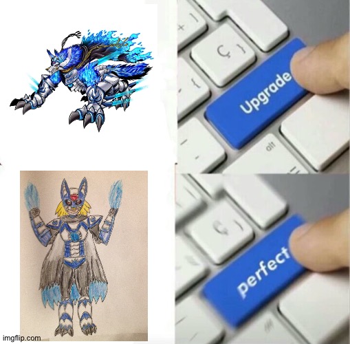 Upgraded to Perfection | image tagged in upgraded to perfection,digimon,anime | made w/ Imgflip meme maker