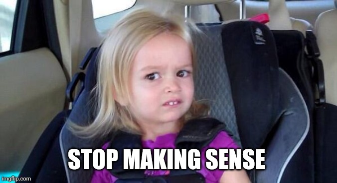 wtf girl | STOP MAKING SENSE | image tagged in wtf girl | made w/ Imgflip meme maker