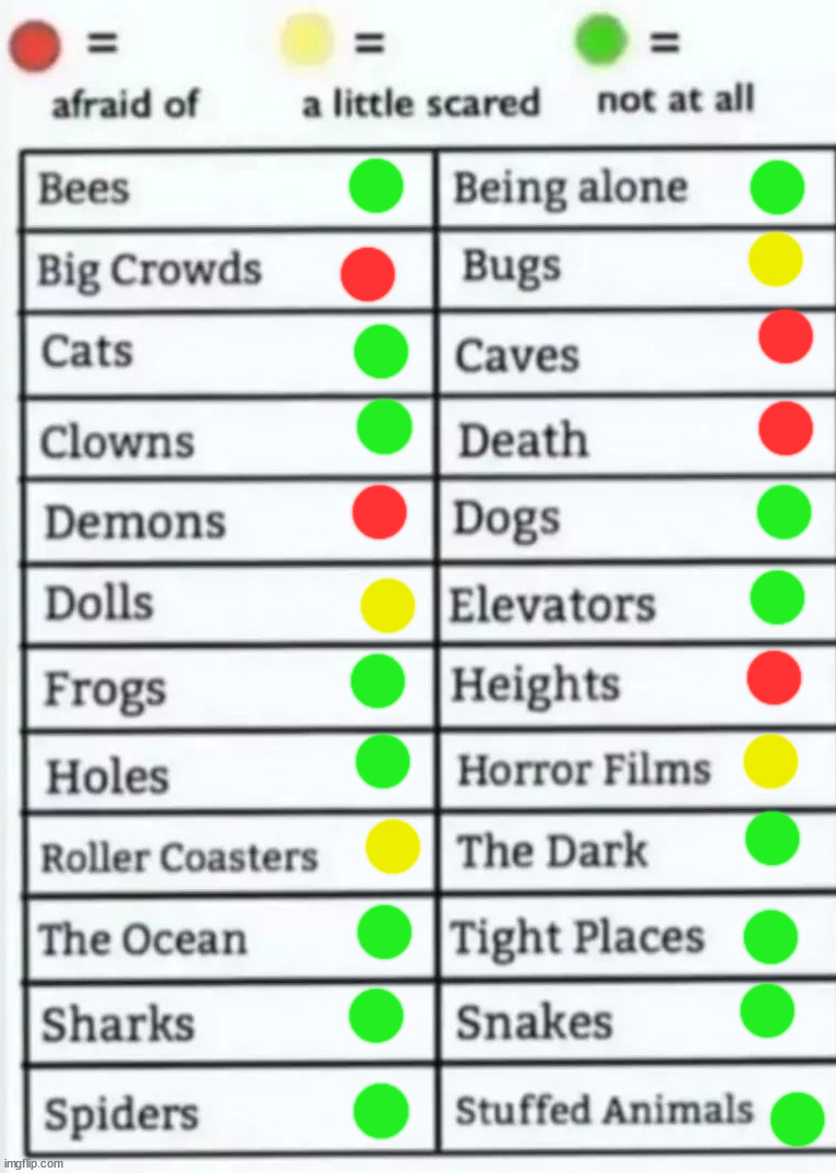 I think I did okay | image tagged in things to be afraid of lol | made w/ Imgflip meme maker