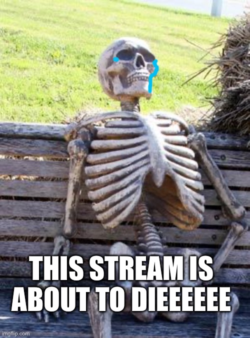 Waiting Skeleton | THIS STREAM IS ABOUT TO DIEEEEEE | image tagged in memes,waiting skeleton,helluva boss,stream,dies | made w/ Imgflip meme maker