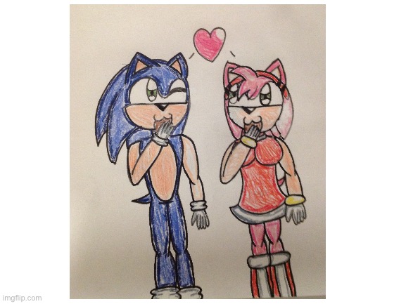 Sonic and Amy eating chocolate hearts | image tagged in blank white template,fanart,sonic,sonic the hedgehog,amy rose | made w/ Imgflip meme maker