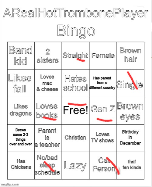 I don't know my eye color | image tagged in arealhottromboneplayer bingo | made w/ Imgflip meme maker