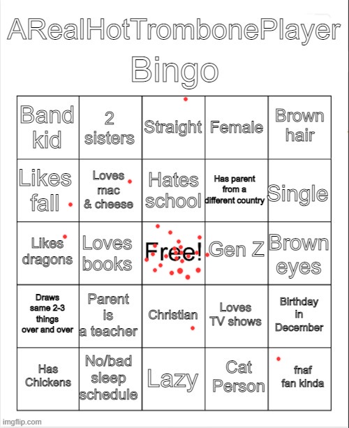 ARealHotTrombonePlayer Bingo | image tagged in arealhottromboneplayer bingo | made w/ Imgflip meme maker