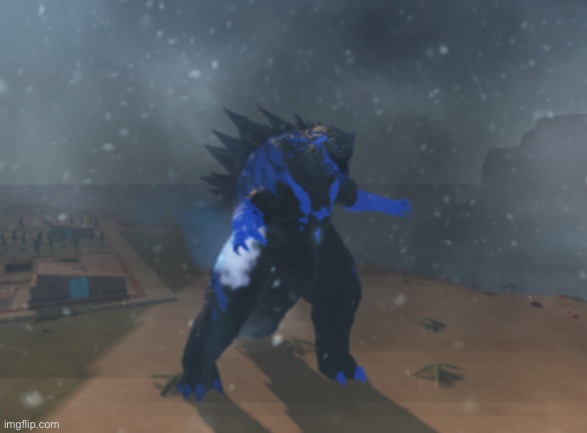 Took this cool photo of frostbite in his winter storm | image tagged in frostbite godzilla | made w/ Imgflip meme maker