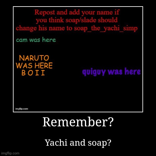 Nostalgia | Remember? | Yachi and soap? | image tagged in funny,demotivationals | made w/ Imgflip demotivational maker