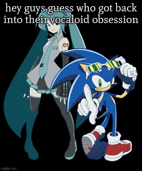 also i wonder how much sonic x shadow generations will cost | hey guys guess who got back into their vocaloid obsession | image tagged in miku and sonic cuz i am fixating | made w/ Imgflip meme maker