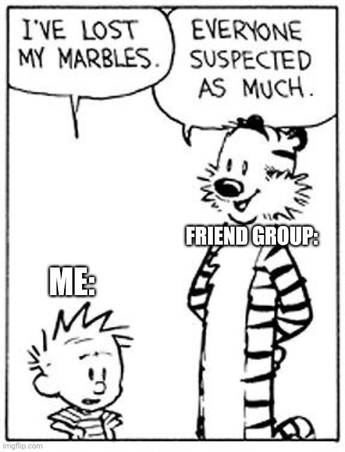 Help | FRIEND GROUP:; ME: | image tagged in crazy,school,good friends | made w/ Imgflip meme maker