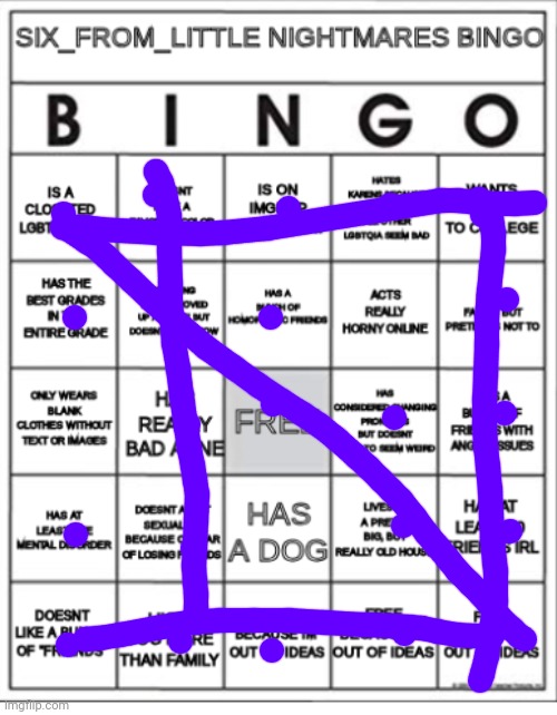 4 bingos | image tagged in six_from_little_nightmares bingo | made w/ Imgflip meme maker