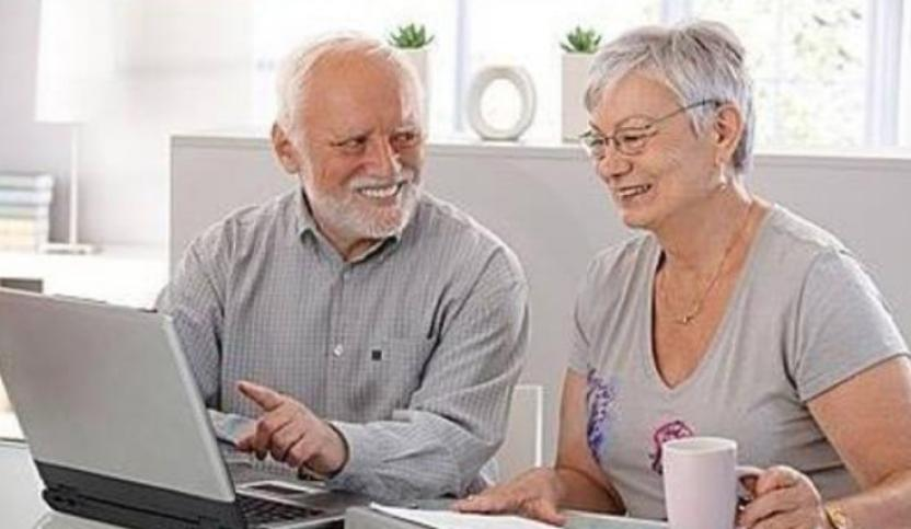 High Quality Hide the pain Harold, wife and computer Blank Meme Template