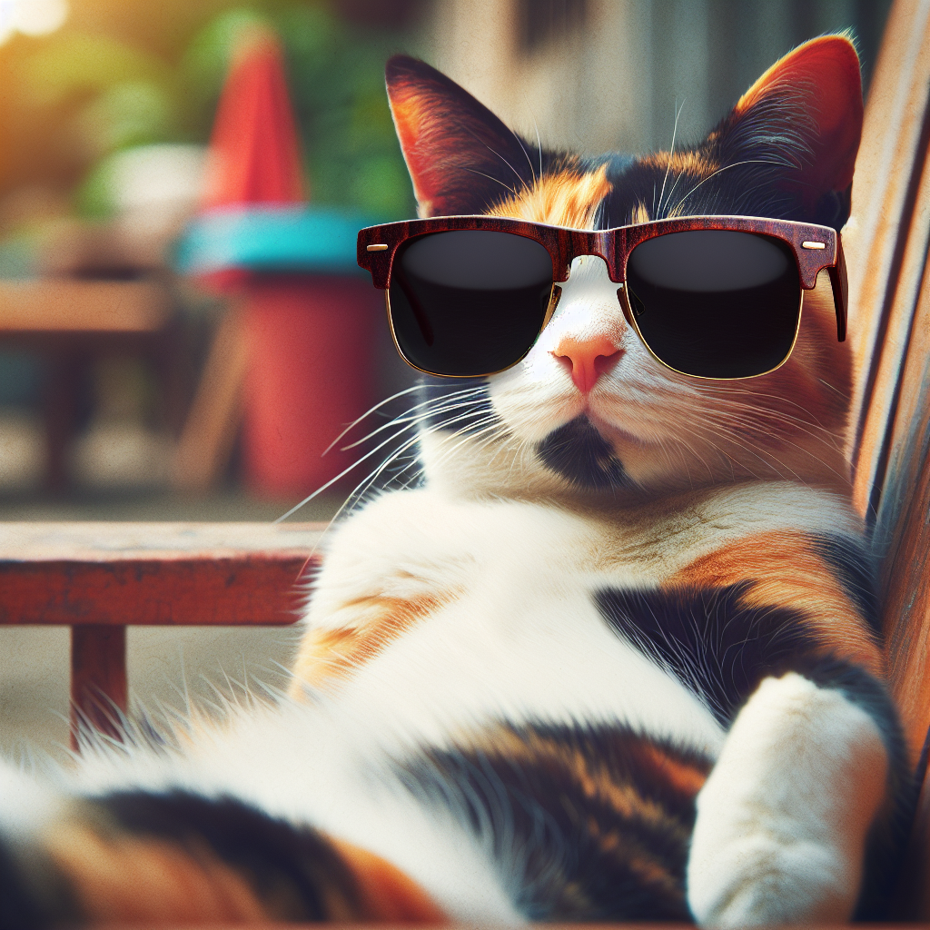 High Quality Cat with sunglasses chilling Blank Meme Template