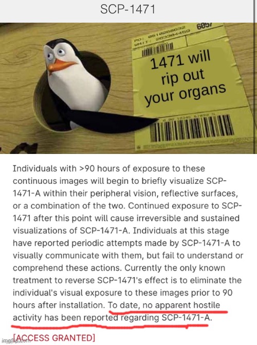 I agree with you, screw the r34 artists for what they did to SCP 1471, but I’m just going to correct a mistake | image tagged in scp | made w/ Imgflip meme maker