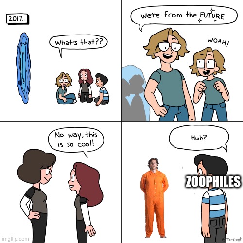 Were from the future | ZOOPHILES | image tagged in were from the future | made w/ Imgflip meme maker