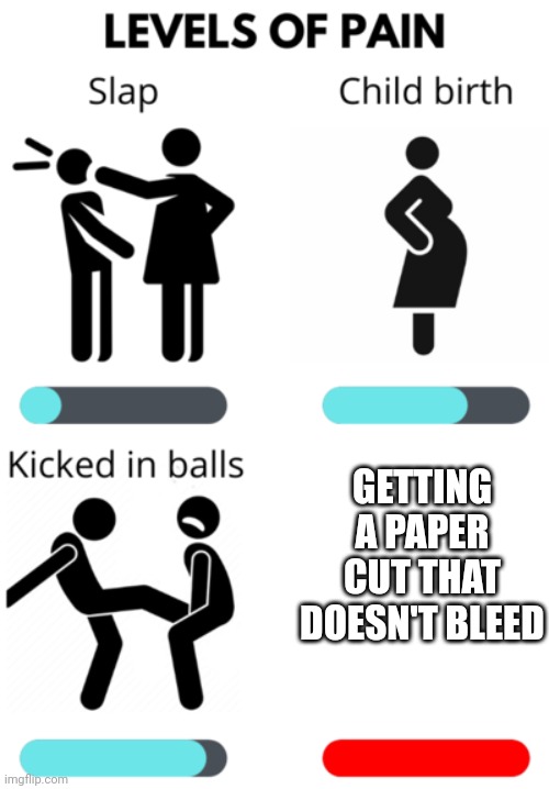 Levels of Pain | GETTING A PAPER CUT THAT DOESN'T BLEED | image tagged in levels of pain | made w/ Imgflip meme maker