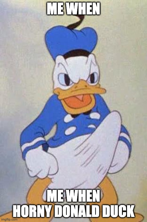 Horny Donald Duck | ME WHEN; ME WHEN HORNY DONALD DUCK | image tagged in horny donald duck | made w/ Imgflip meme maker