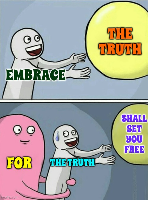 I've Heard That Before | THE TRUTH; EMBRACE; SHALL
SET
YOU
FREE; FOR; THE TRUTH | image tagged in memes,running away balloon,the truth,the truth is out there,the truth shall set you free,truth | made w/ Imgflip meme maker