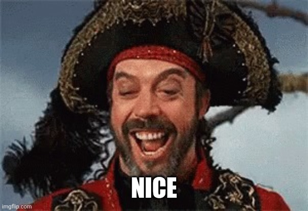 TIM CURRY PIRATE | NICE | image tagged in tim curry pirate | made w/ Imgflip meme maker
