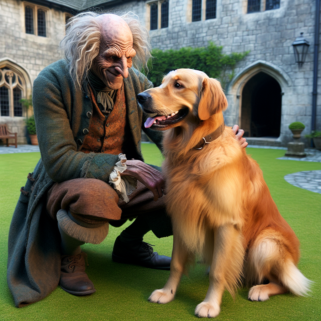 Quasimodo with a golden retriever Blank Meme Template