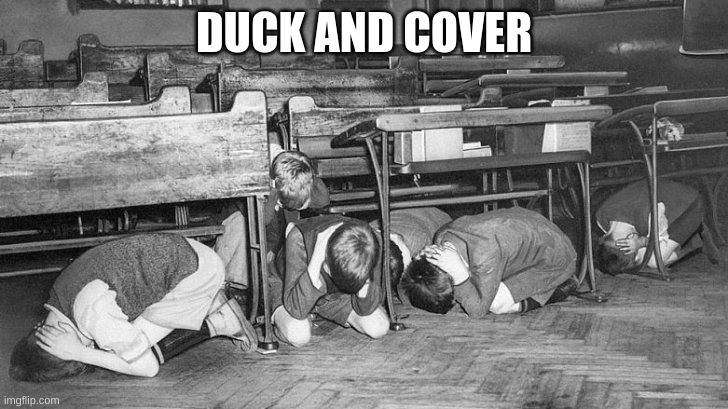duck and cover | DUCK AND COVER | image tagged in duck and cover | made w/ Imgflip meme maker