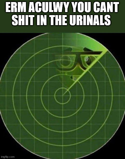 Nerd radar | ERM ACULWY YOU CANT SHIT IN THE URINALS | image tagged in nerd radar | made w/ Imgflip meme maker