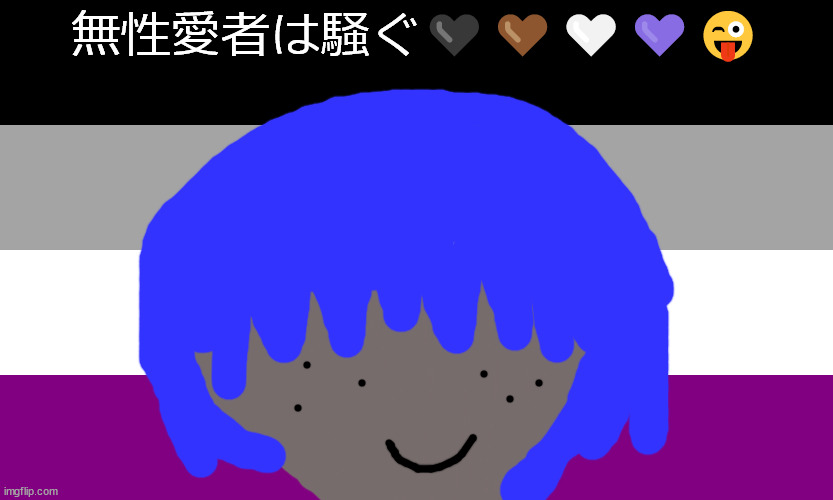 Asexual Flag | 無性愛者は騒ぐ🖤🤎🤍💜😜 | made w/ Imgflip meme maker