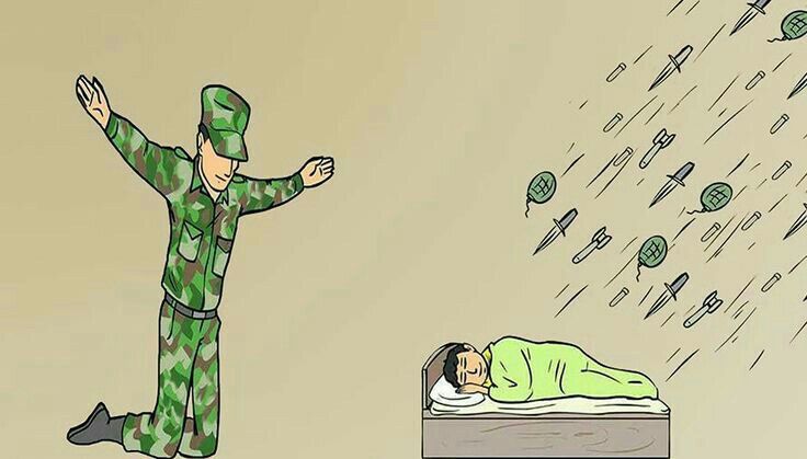 High Quality Soldier Failing at protecting the sleeping kid Blank Meme Template