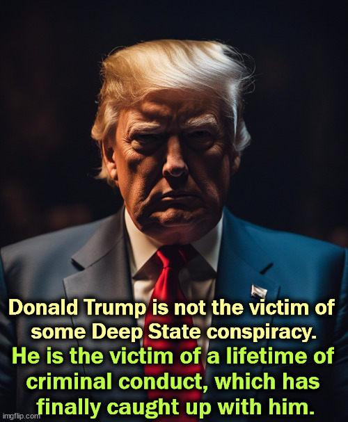 Whose fault is it? | Donald Trump is not the victim of 

some Deep State conspiracy. He is the victim of a lifetime of 
criminal conduct, which has 
finally caught up with him. | image tagged in trump,deep state,excuses,criminal,crook | made w/ Imgflip meme maker